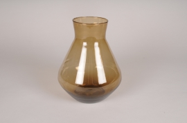 Amber glass vase D19cm H24.5cm