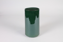 B009LE Dark green ceramic vase D14cm H25.5cm