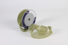 B033UN Olive green jute ribbon 50mm x 15m