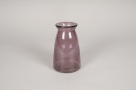 B044IH Vase en verre avec col violet D12.5cm H22.5cm