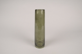 B067DQ Vase soliflore en verre vert D7cm H23.5cm