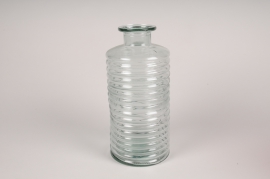 B073IH Vase bouteille en verre strié D14cm H30.5cm