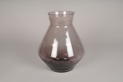 B121IH Vase en verre prune D24cm H30cm