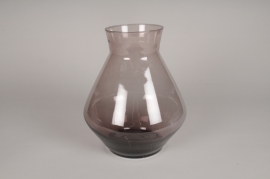 B121IH Vase en verre prune D24cm H30cm