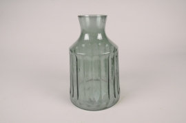 B141DQ Green glass vase D15cm H22.5cm