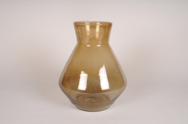 B154IH Vase en verre ambre D24cm H30cm