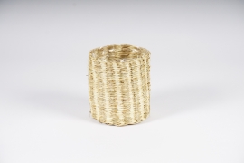 B158DQ Cache-pot panier en jonc naturel D13.5cm H14cm