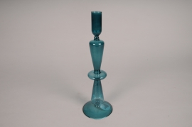 B193IH Blue glass candle holder D9cm H28cm