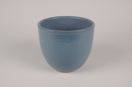 B196DQ Blue ceramic planter D16.5cm H14cm
