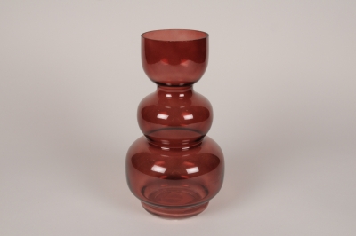 B198IH Dark pink glass vase D14cm H25cm