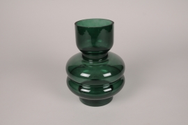 B199IH Vase en verre déco vert D15cm H20.5cm