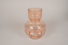 B200IH Vase en verre déco rose clair D15cm H20.5cm