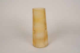 B208IH Vase en verre jaune D11cm H24cm