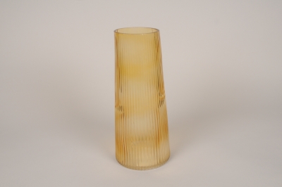 B208IH Yellow glass vase D11cm H24cm