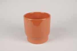 B217DQ Cache-pot en céramique orange D14cm H14cm