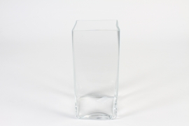 B244IH Clear rectangular glass vase D12cm H27cm