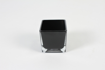 B245IH Vase en verre cube noir 6x6x6cm
