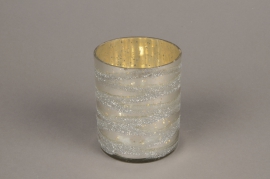 B268LE Silver glass candle jar silver D8cm H10.5cm