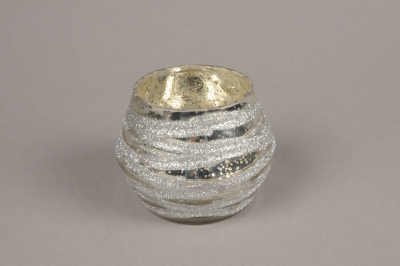 B269LE Silver glass candle jar silver D9cm H8cm