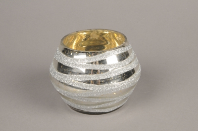 B270LE Silver glass candle jar silver D13cm H11cm