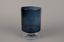 B503W3 Vase verre cylindre fumé bleu D15cm H23cm