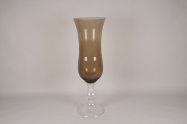 B547W3 Amber glass stemmed vase D29cm H90.5cm