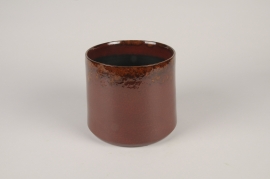 B561LE Brown ceramic planter D22cm H18.5cm