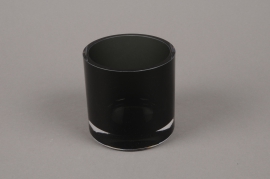 B570W3 Glass vase black D8cm H9cm