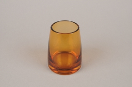 B573W3 Vase verre fumé ambre D8cm H10cm