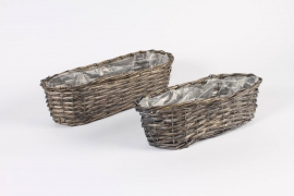 B594LE Set of 2 dark grey wicker baskets 