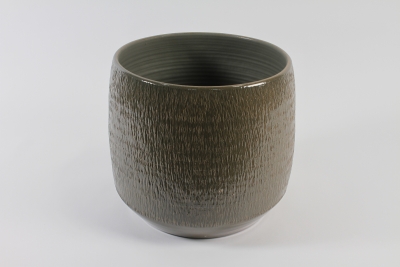 B605LE Cache-pot en c�ramique vert gris D38cm H36.5cm