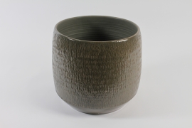 B605LE Cache-pot en céramique vert gris D38cm H36.5cm