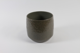 B607LE Cache-pot en céramique vert gris D25.5cm H25cm