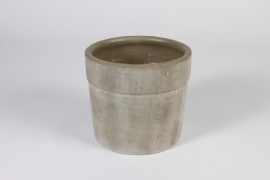 B609LE Cache-pot en terre cuite gris clair D18.5cm H16.5cm