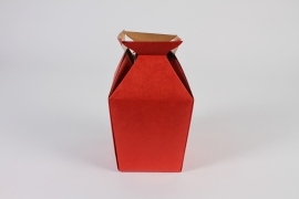 B662QX Paquet de 10 vases porte-bouquet rouge 11x11cm H17.5cm