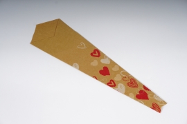 B677QX Pack of 50 kraft flower covers with heart 15x53cm