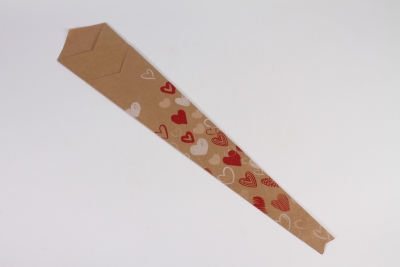 B679QX Paquet 50 �tuis � rose kraf motif coeur 15x73cm