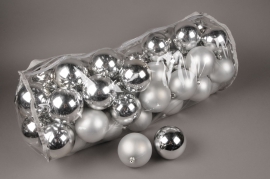 X157ZY Bag of 50 plastic balls silver D10cm