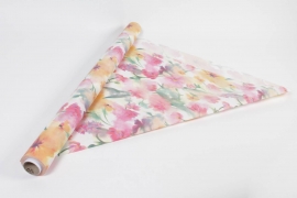 BD-000034 White paper roll with flower pattern 80cmx20m