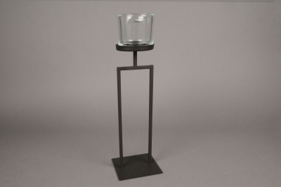 A025ZV Black metal stemmed light holder H40cm