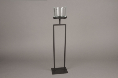 A024ZV Black metal stemmed light holder H50cm