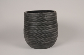 Black resin pot D30cm H32cm