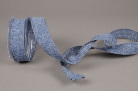 A630UN Blue cotton ribbon 38mm x 10m