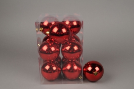 X121ZY Boîte de 12 boules plastique rouge D8cm