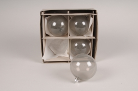 Boite de 4 boules en verre gris D10cm