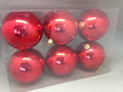 X122ZY Boîte de 6 boules plastique rouge D10cm