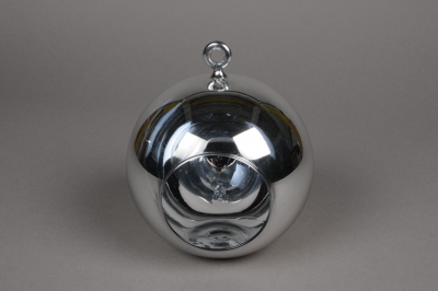 A005K9 Boule en verre argent � suspendre D15cm