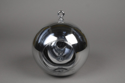 A004K9 Boule en verre argent � suspendre D20cm