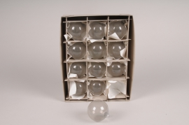 Box of 12 grey glass balls D6cm