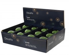 Box of 12 shiny green glass balls D10cm